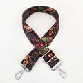 Detail of adjustable bag strap with colorful graffiti pattern and silver metal hooks - Colorful Abstract Graffiti / Silver Clasp