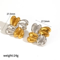 Pendientes de nudo bicolor en acero inoxidable de oro de 18k y plata pulida - Estilo de Nudo Retorcido Mixto de Oro y Plata (TE6922-M)