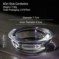 Elegant Zen clear glass candle holder with thick round disc base for home decor - Zen Style Candle Holder