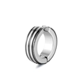 Minimalist silver and black striped titanium steel clip-on hoop earrings for men - Single Piece / Black