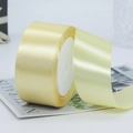 Pale yellow 4cm satin ribbon roll with smooth silk finish for gift wrapping decor - 4cm x 22m / 87# Light Gold