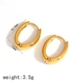 Detail showing 16.5mm x 13mm dimensions and 3.5g weight of gold U-shaped earrings - 16.5mm Gold U-Shaped Hoop (TE6605-16-G)
