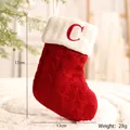 Calza di Natale rossa in maglia con risvolto bianco e lettera C ricamata rossa - Lettera C