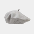 Close-up of grey wool beret showing premium fiber texture and neutral melange finish - Light Gray
