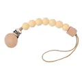 Silicone and beech wood pacifier clip in light yellow Color #20 with metal fastener - 20#