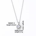 Detail shot of silver square pendant necklace with size specs 45cm length and 1.6cm pendant - White Style (N00401-4)