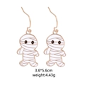 Cute mummy dangle earrings for Halloween, white and black design with gold accents - Mummy Style