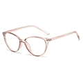 Retro cat-eye eyeglasses frame in translucent pink finish with anti-blue light clear lenses - Light Transparent Tea Anti-Blue Light C9