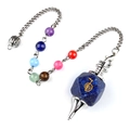 Lapis lazuli chakra pendulum with Cho Ku Rei symbol and seven natural stone beads - Lapis Lazuli