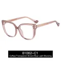 Gafas cat-eye café té transparente anti-luz azul con varillas de núcleo de metal dorado - Café/Té Transparente