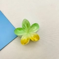 Frangipani flower hair claw clip with green and yellow gradient in polished resin - Frangipani Hair Clip / 4x3.6x2.6CM / Green and Yellow Gradient