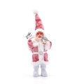 Pink plush Santa Claus standing doll with silver gift bag for Christmas decor - 507-Pink Velvet Style