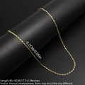 Golden stainless steel O-chain necklace 0.2cm width with 45+5cm adjustable length - Compact Link Chain 2mm Width