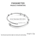 Brazalete de cable ajustable de acero inoxidable plateado con siete cuentas pulidas para mujer - Color Acero