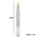 Precision stainless steel tweezers with silver and gold wave anti-slip grip in 9.6cm - Gradient Gold - Single