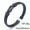 Bracelet torsadé noir en acier inoxydable pour hommes, nœud central, 60x4mm, 28g - Style Nœud (KB169019-KLHQ) / Noir