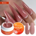 Texture of brown acrylic nail gel showing sticky consistency and matte finish - Brown(06)