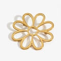 Minimalist geometric flower brooch in polished golden stainless steel finish - 316 Stainless Steel / Golden 8-Petal Rounded Flower (KX006) / Gold