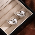 Minimalist silver teardrop stud earrings with high-polish finish in a jewelry box - Silver Large Water Drop