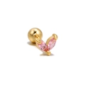 Pink marquise zircon helix stud earring in gold-plated stainless steel with screw back - EGD0072 Gold Double Leaf V-Shape