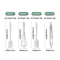 Cream white 4-piece silicone baking set with whisk, brush, spatula, and food tongs - 4pcs Baking Tool Set (Brush/Whisk/Spatula/Food Clip)
