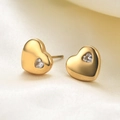 12mm minimalistische herzförmige Ohrstecker aus 18K vergoldetem Edelstahl mit Zirkonia - Gold