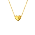 Collier cœur en acier titane doré avec gravure lettre D et fine chaîne à maillons - Lettre D (S-P143-D)