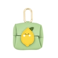 Mini porte-monnaie en similicuir vert clair avec patch citron et crochet doré - Citron