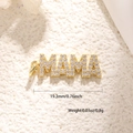 Golden MAMA charm pendant with clear crystals and 19.3mm diameter for DIY jewelry - Compact Mama (A0746MAMA)