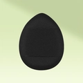 Mini egg-shaped black finger powder puff with mesh texture on light green background - Bulk/Single / Black