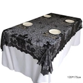Detail of 135x175cm black lace Halloween tablecloth featuring spider web and bat patterns - Castle Tablecloth 135*175cm