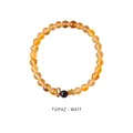 Elegant beaded citrine bracelet featuring golden floral charms and a purple accent stone - Garnet Citrine Purple Accent Style (WB335)