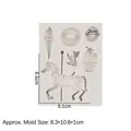 White silicone mold for fondant featuring carousel and ice cream shapes 8.3x10.6x1cm - Gray
