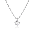 Elegante collana in argento sterling S925 con un brillante pendente solitario in zirconia - Argento 925 / Oro Bianco