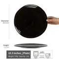 Black 10.5-inch round ceramic steak plate with a polished glossy finish and durable design - Jianwu - Black Large Plate 10.5 Inch (Minor Flaws)