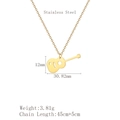 Polished stainless steel guitar pendant necklace in gold finish for music lovers - Hollow Guitar (LN1606 Gold)