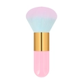 Pink and blue gradient foundation brush with a golden ferrule and ergonomic handle - Big Chubby Pink Gold Blue Smurf Hair (With Net)