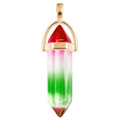 Hexagonal crystal pendant with red, white and green gradient and gold metal clasp - Gradient (Red-Green) / Gold Cap Hexagonal Pendant