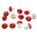 Red foam miniature mushroom set with white polka dots for micro landscape decor - Without Wire