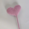 Handmade pink crochet heart bouquet gift with knitted yarn texture and a matching stem - Deep Pink