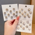 Set of decorative pearl and rhinestone safety brooches for blouses and shirts - Siqiu Series Style