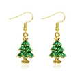 Christmas tree drop earrings with green enamel and gold star on white background - Green Christmas Tree Hook