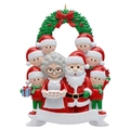 Christmas tree family of 7 resin ornament featuring Santa, Mrs. Claus and 5 elves - Christmas Santa Family 8-Head