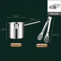 Deep 304 stainless steel deep fryer set with 13cm pot, long handle lid and food clip - Fryer Pot + Tongs + Lid