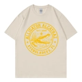 T-shirt en coton beige avec imprimé jaune Alligator Alcatraz et col rond - Beige