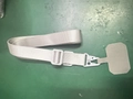 White nylon phone lanyard with grey attachment patch and metal hook for mobile cases - Gray