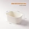 Disposable 1000ml white kraft paper square bowl for takeaway and food storage - No Lid / 1000ml White Rectangular Box