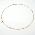 Detailed view of golden stainless steel paperclip link chain with a toggle clasp closure - Gold Paperclip Chain (OT Buckle)
