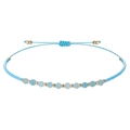 Handgemaakte lichtblauwe steen armband met 2mm facetkralen en verstelbaar koord - Meerblauw