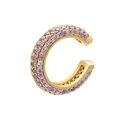 18K gold plated ear cuff with purple micro-pave cubic zirconia on white background - Gold Purple Zirconia 1PC